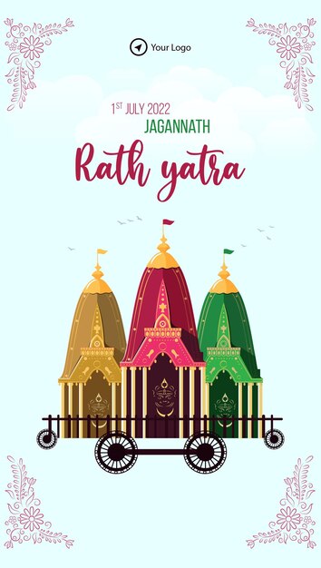 Mooi jagannath rat yatra viering portret sjabloonontwerp