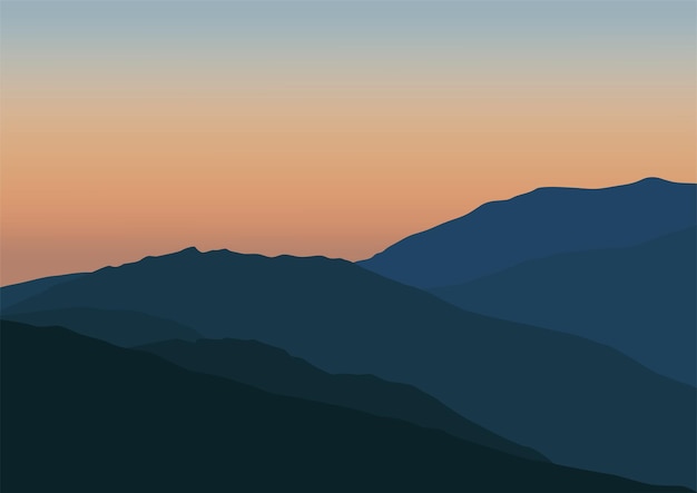 Mooi landschapssilhouet in aard Vectorillustratie in vlakke stijl