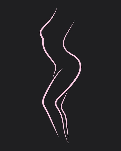 Mooi logo Silhouet Schoonheid vrouw fitness figuur Zwarte achtergrond Dame getekend in vectorlijnen