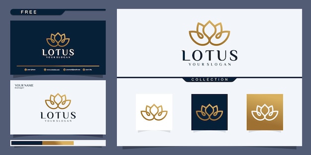 Mooi lotusbloem logo-ontwerp en visitekaartje voor mode, yoga, spa, schoonheidslogo