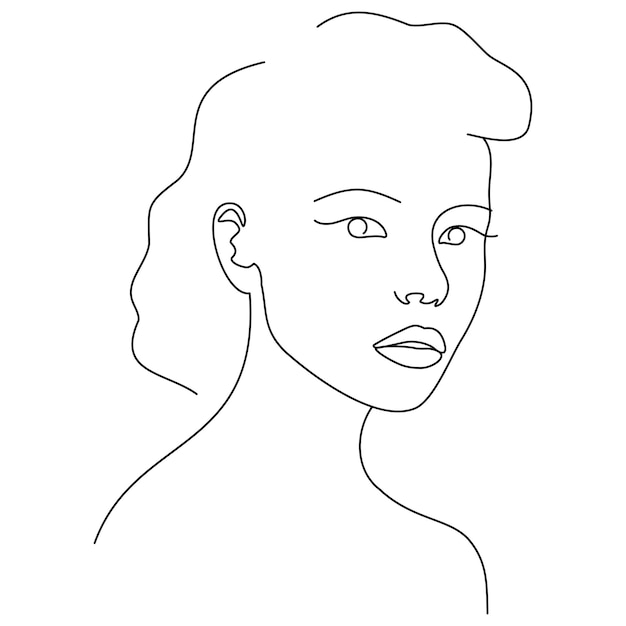 Mooi meisje lijn kunst vector portret