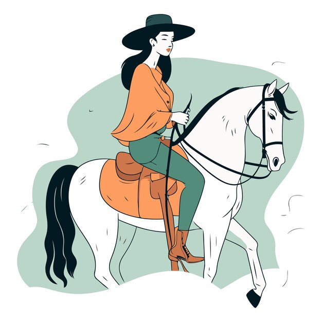 Mooi meisje met hoed en jas op een paard.