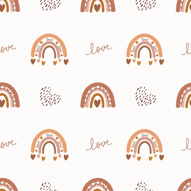 Mooi patroon met harten regenbogen Vector vakantie achtergrond Valentijnsdag Cadeaupapier print doek leuke achtergrond voor een kaart