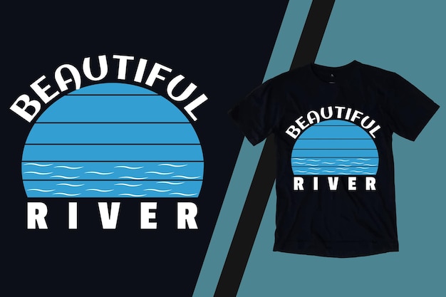 Mooi rivier retro t-shirt ontwerp