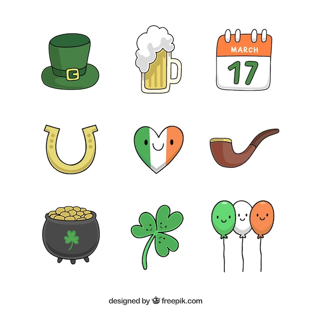 Mooi schetsen ST. Patrick elementen set