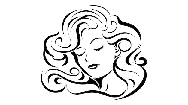 Mooi silhouet van meisje vrouw Salon logo vectorillustratie op witte achtergrond