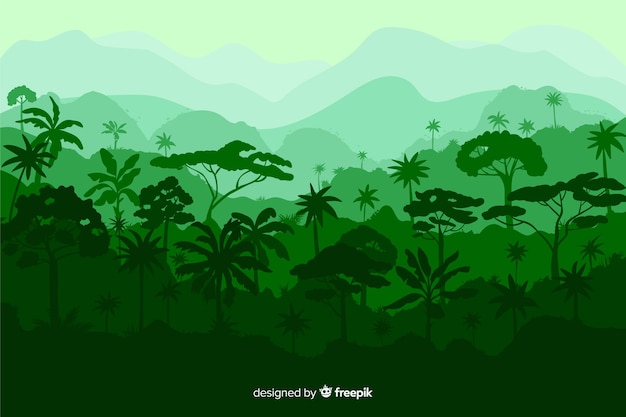 Vector mooi tropisch boslandschap met verscheidenheid van bomen