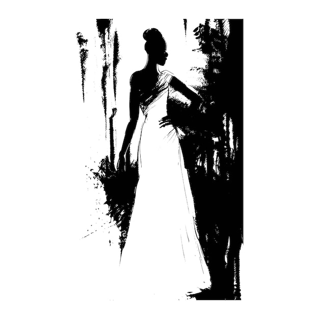 Mooi vrouwelijk silhouet met grunge brush splash