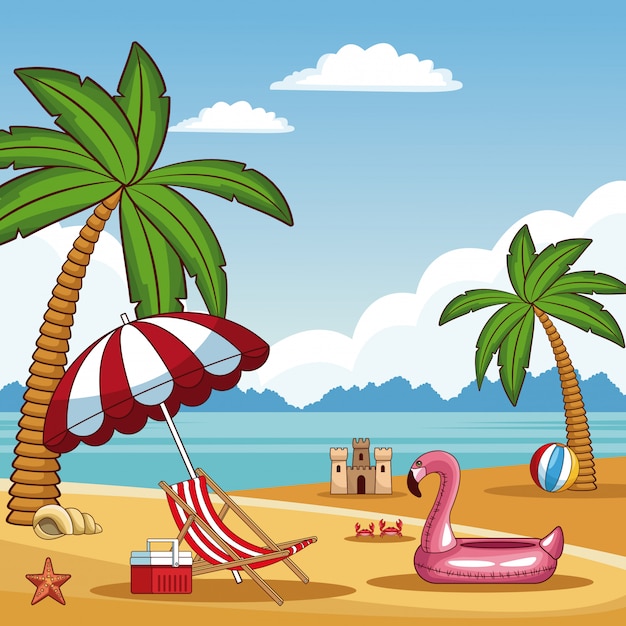 Mooi zomerstrand met elementen