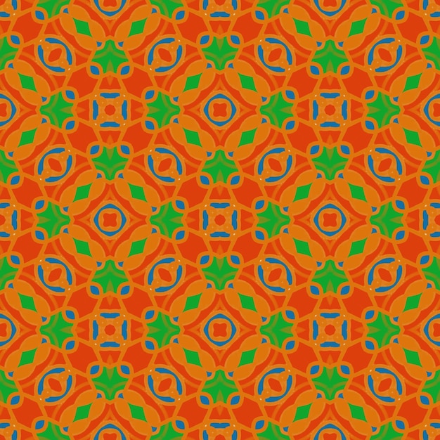 Mooie abstracte mode oranje bloem geometrische vorm stof etnische patroon achtergrond decor