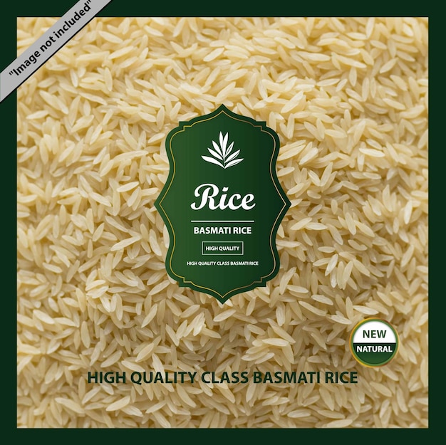 Mooie achtergrond rijst label stacker layout ontwerp vector op donker lichtgroen
