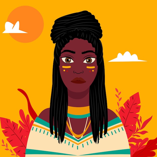 Mooie Afro Cartoon Meisje Met Krullend Haar Vector Stock Illustratie Afbeelding