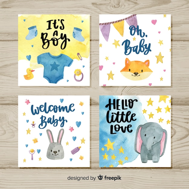 Mooie aquarel baby shower kaart collectie