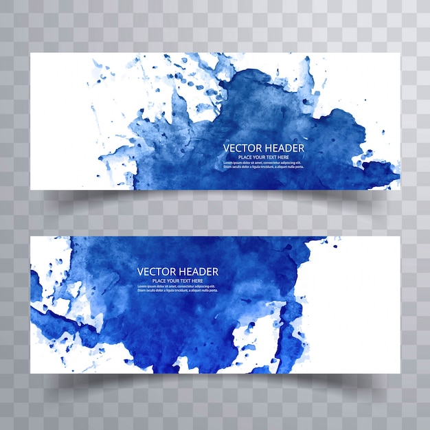 Mooie aquarel blauwe banners decorontwerp