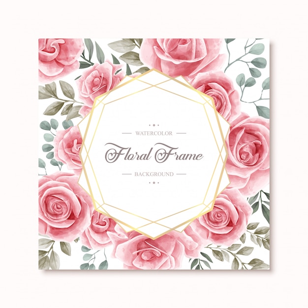 Mooie aquarel bloemen rose bloemen frame multifunctionele achtergrond