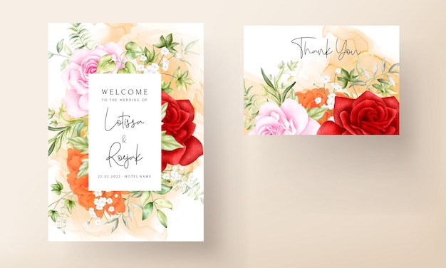 mooie aquarel hand tekenen bloemen bruiloft uitnodigingskaart