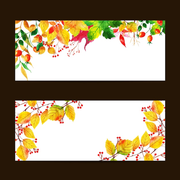 Mooie aquarel herfst verkoop Banner Set