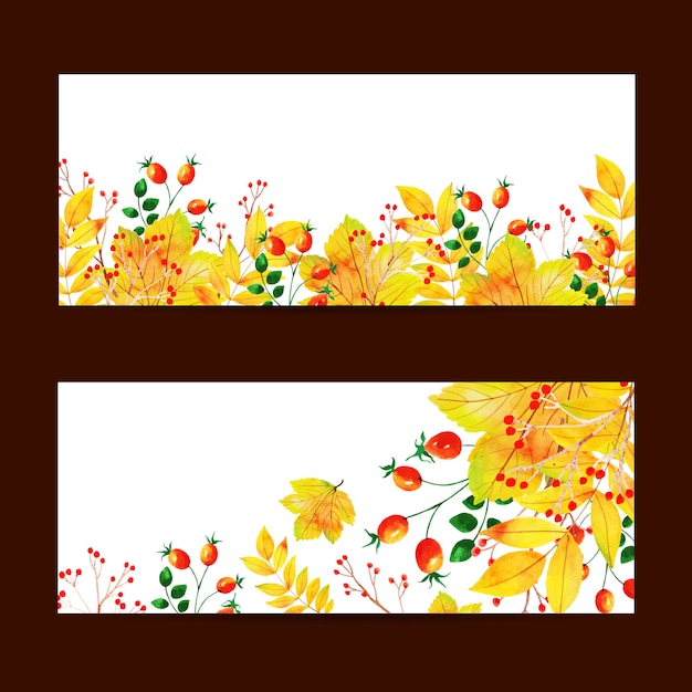 Mooie aquarel herfst verkoop Banner Set