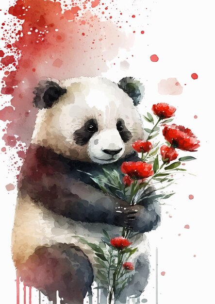 Vector mooie aquarel panda tekening vector ontwerp
