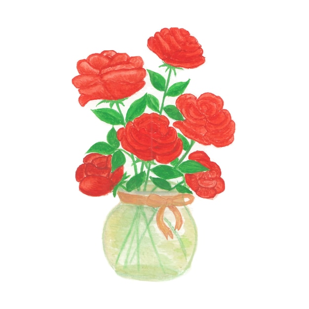 Vector mooie aquarel rode bloemen roos