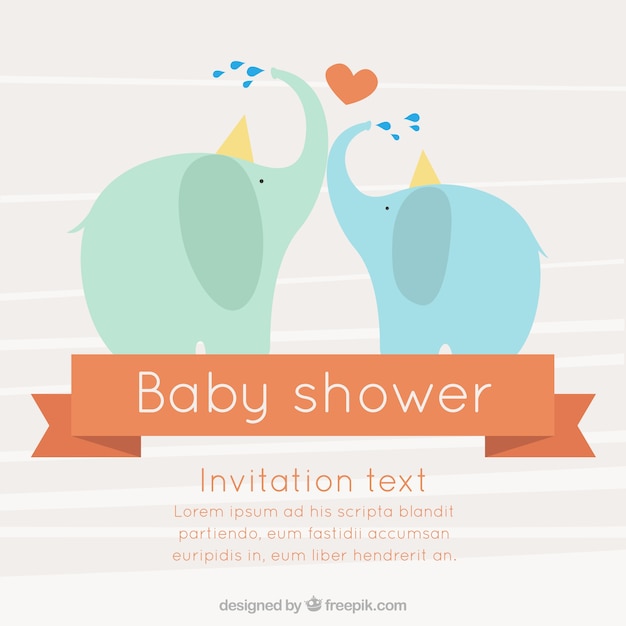 Vector mooie baby shower kaart met olifanten