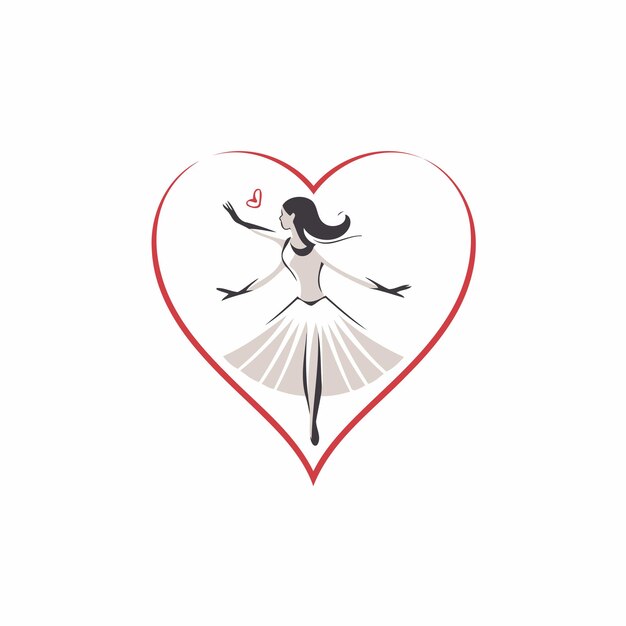 Mooie ballerina die in het hart danst Vector illustratie