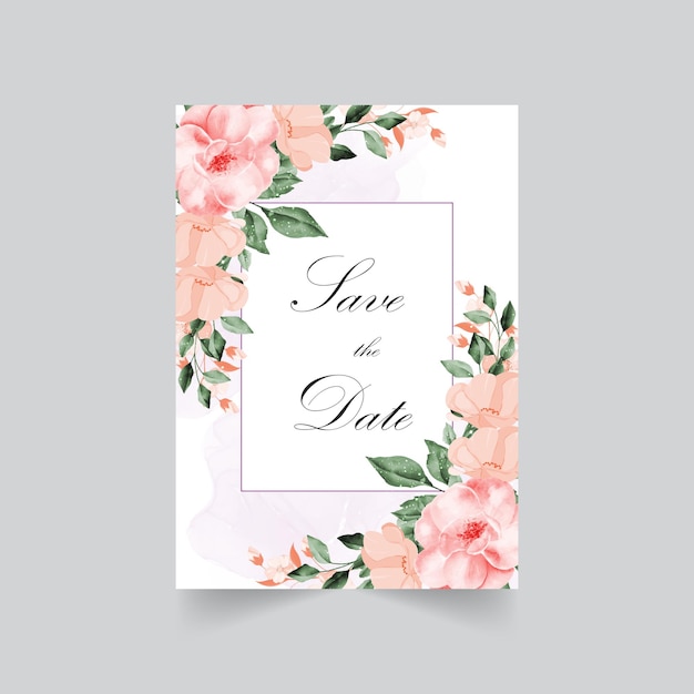 Mooie bloeiende bloem aquarel bruiloft uitnodigingskaart