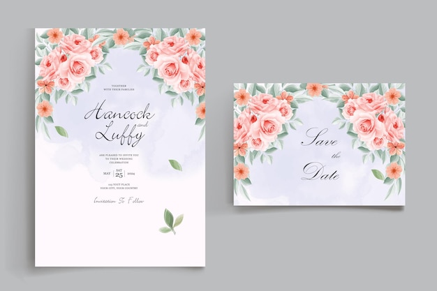 mooie bloeiende bloem aquarel bruiloft uitnodigingskaart