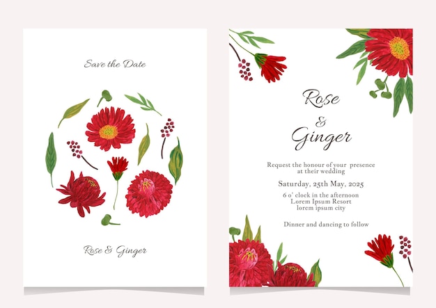 Mooie bloem bruiloft uitnodigingskaart