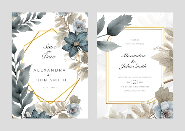 Mooie bloemen aquarel bruiloft uitnodiging kaartenset