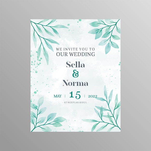 mooie bloemen aquarel bruiloft uitnodigingskaart