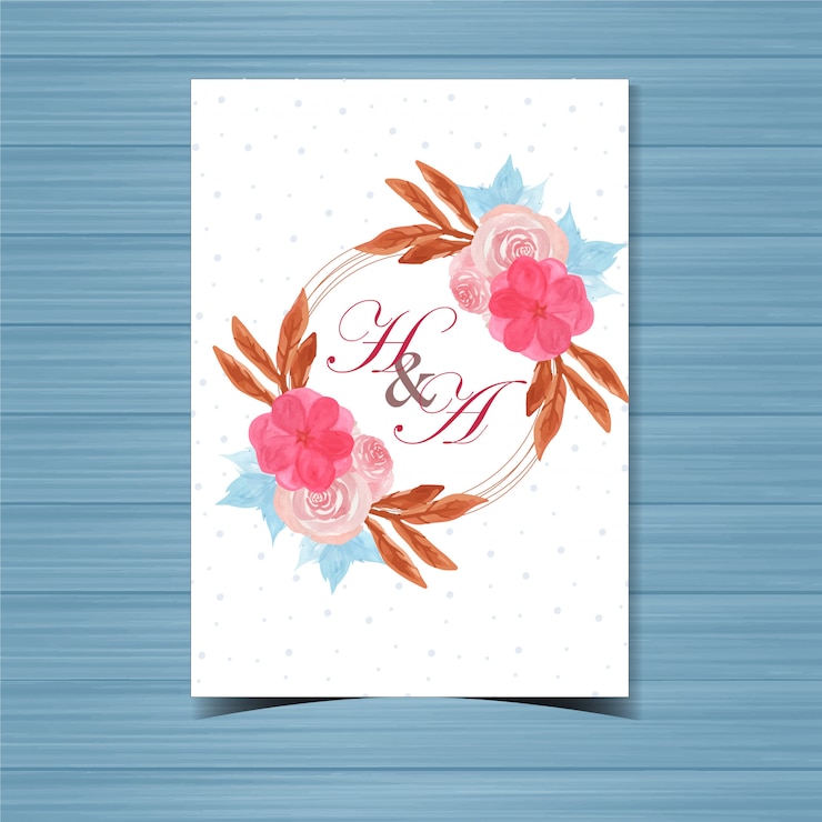 Vector mooie bloemen bruiloft badge