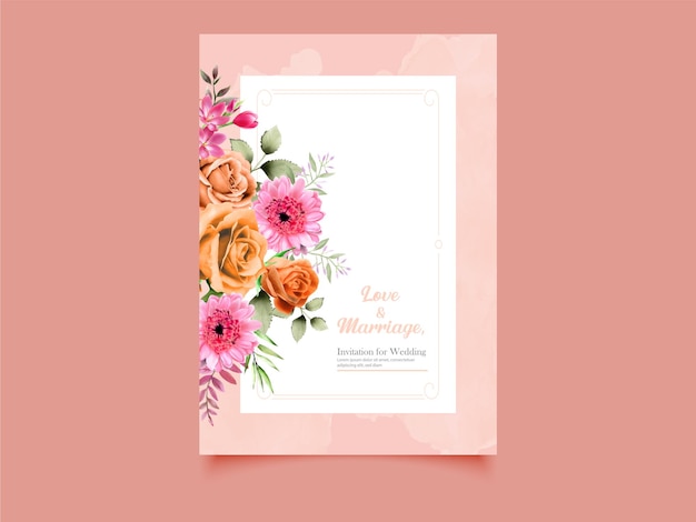 Mooie bloemen bruiloft uitnodigingskaart