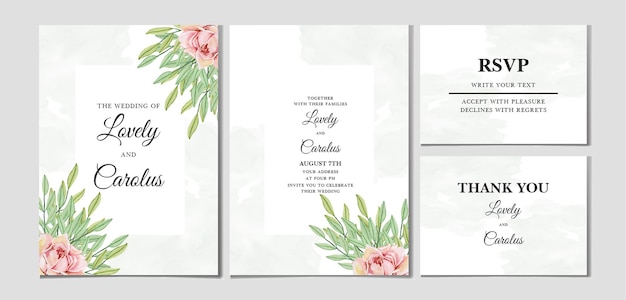 Vector mooie bloemen en bladeren bruiloft uitnodigingskaart