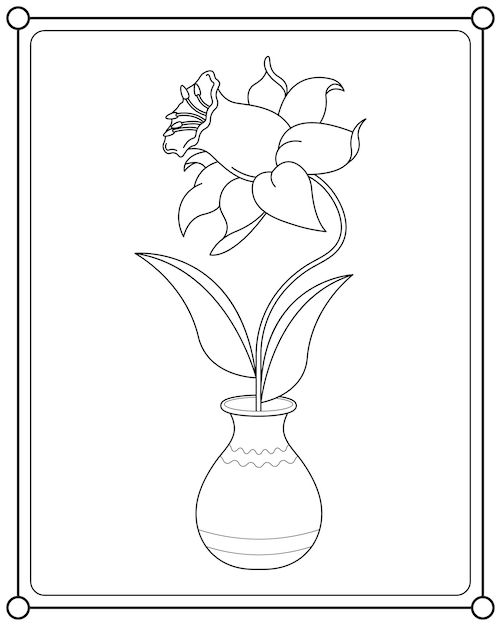 Mooie bloemen in potten geschikt voor het kleuren van boek vectorillustratie