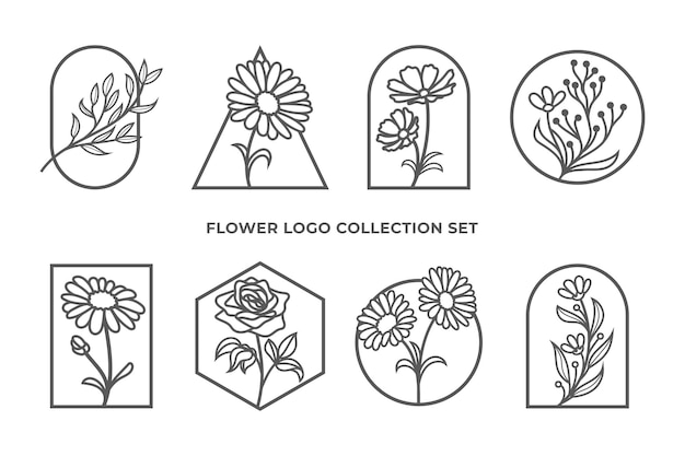 Mooie bloemen logo collectie set