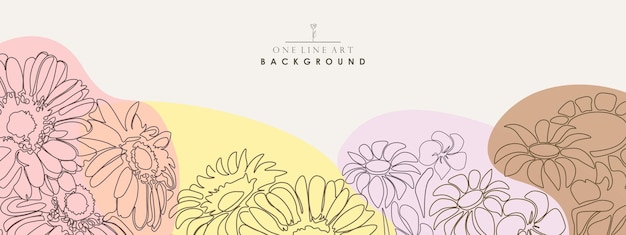 Mooie bloemen vector hand getrokken achtergrond One line art design Delicaat kleurrijk patroon