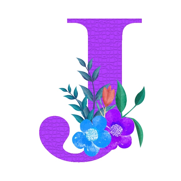 Mooie bloemen versierde alfabet botanische letter illustratie
