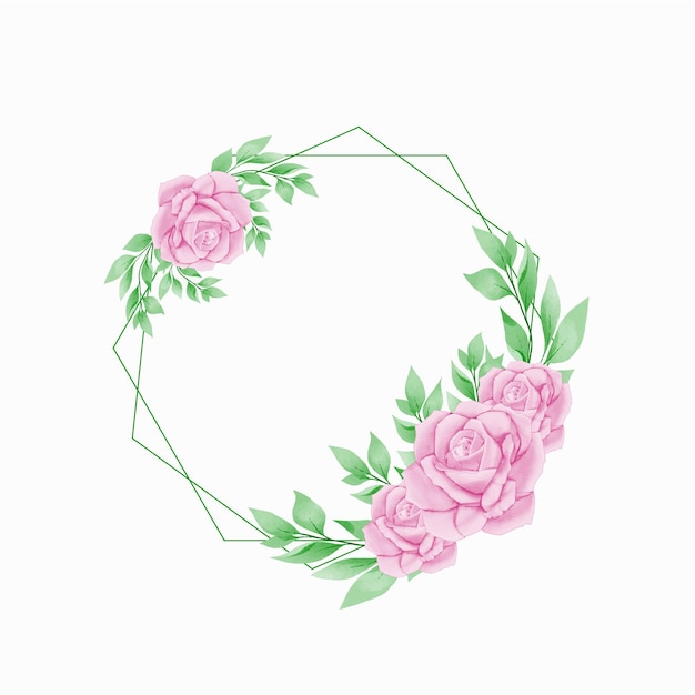 Mooie bruiloft Rose geometrisch frame met bloemen frame