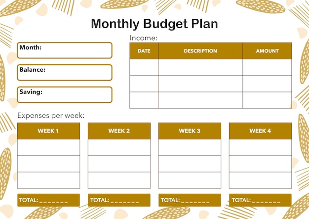 Vector mooie budget planner vector sjabloon