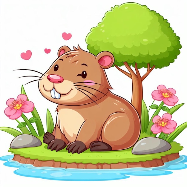 Mooie Capybara Vector Cartoon illustratie