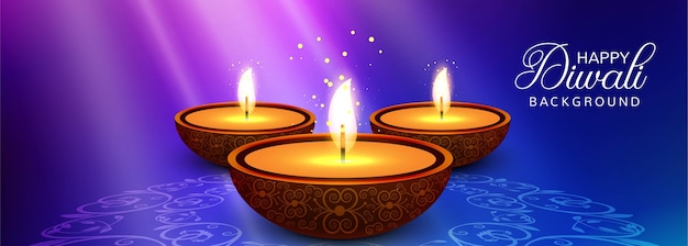 Mooie diwali diya olielamp festival header achtergrond