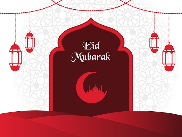 Mooie Eid Mubarak islamitische festival banner decoratie moskee en maan