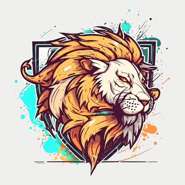 Mooie en luxe leeuwenkop ontwerp esports mascotte gaming logo sjabloon illustratie