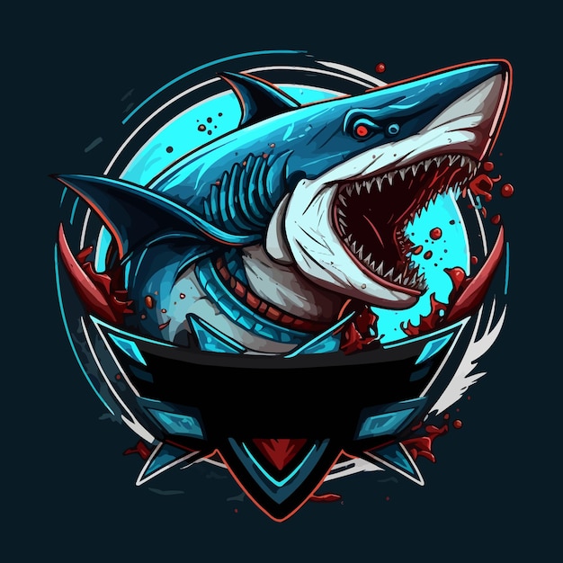 Mooie en luxe Shark design esports mascotte gaming logo sjabloon illustratie