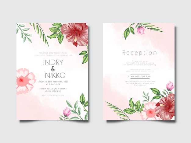 Mooie en romantische bloemenhuwelijksuitnodigingskaart