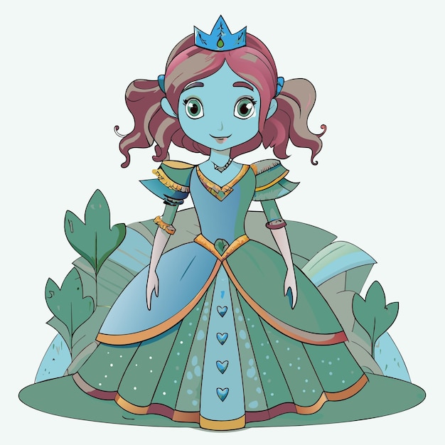 Mooie fee prinses engel met de hand getekende cartoon personage sticker icoon concept geïsoleerd