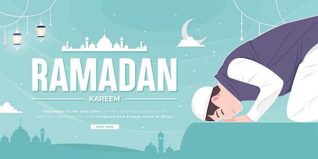 Mooie gelukkige ramadan mubarak concept illustratie