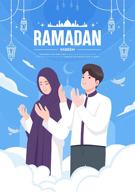 Mooie gelukkige ramadan mubarak concept illustratie