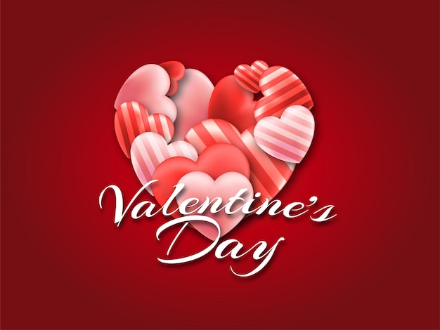 Mooie gelukkige valentijnsdag achtergrond met harten premium vector